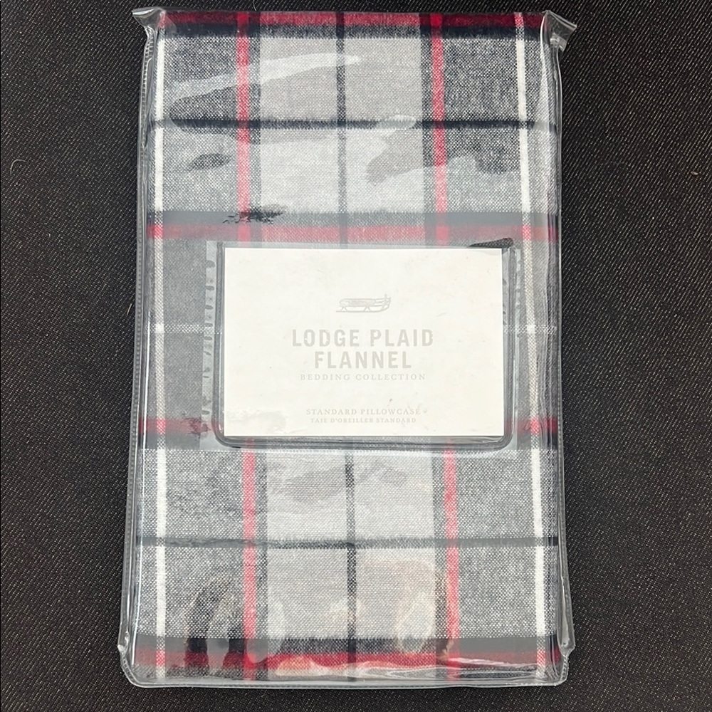 Restoration Hardware Lodge Plaid Flannel Pillowcase - Gray, Red, Black
